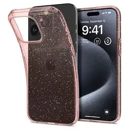 Прозрачный чехол с блесткаами Spigen Liquid Crystal Glitter для Iphone 15 Pro (6.1") Rose Quartz ACS06702