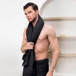 Рушник вафельний Cosas Black Greek Waffle 30x30 см (Towel_00Black_GreekWaffle_30x30) - мініатюра 6