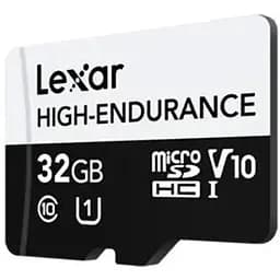 Карта памяти Lexar microSDHC, 32Gb, High-Endurance, Class10 UHS-I U1 V10, без адаптера, до 100/30 МБ/с (LMSHGED032G-BCNNG)