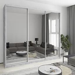 Шафа-купе тридверна MebelStar Уні AL 3 Дзеркала 270x60x240 см Бетон (MBS-2017)