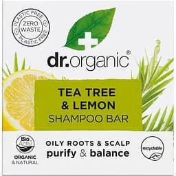 Твердий шампунь з екстрактом чайного дерева та лимона Dr.Organic 75 гр.