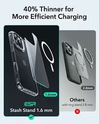 Прозорий чохол із підставкою ESR Classic Hybrid Case with Stash Stand (HaloLock) Clear для iPhone 16 Pro (1A7490102) - мініатюра 5