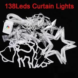 Гірлянда кімнатна штора Sun Lamp бахрома Cristmas 138 led 2.5 м ширина - мініатюра 3