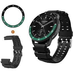 Безель Black-green та силіконовий ремінець Sikai для смартгодинника Xiaomi Watch S3/S4