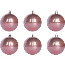 Набір ялинкових куль Linhai 6 шт D8 см помаранчевий перламутровий пластик (891299)