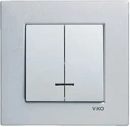 Вимикач двоклавішний з підсвіткою VIKO Novella Срібло (93000050)