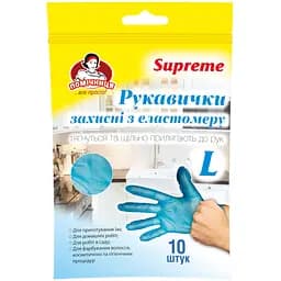 Перчатки хозяйственные Помічниця Supreme синие L