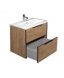 Тумба Мойдодир Line Craft 70 з умивальником Cosmo 70 дуб крафт/Чорний - мініатюра 2