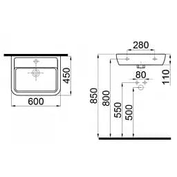 Раковина Idevit Halley 45x60 3201-0455, Білий - мініатюра 2