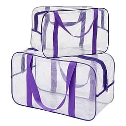 Набор прозрачных сумок в роддом: размер S 30х20х15 см + размер М 40х25х20 см (розовые)