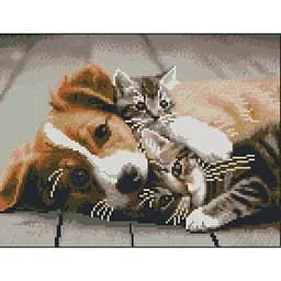 Алмазна мозаїка Strateg ПРЕМІУМ Пухнасті друзі без підрамника розміром 30х40 см (ZAV3040-14)