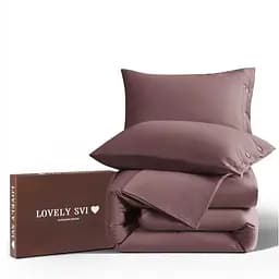 Комплект постільної білизни Lovely Svi варена бавовна (120 г/м2) Полуторний Євро однотонний Коричневий (350326)