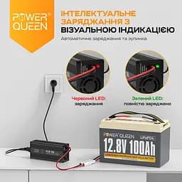 Зарядний пристрій для акумуляторних батарей LiFePO4 14.6V/20A Power Queen P12V20A-BCHA-X (44-00528) - мініатюра 6