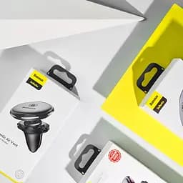 Тримач в машину Baseus Magnetic Air Vent Car Mount With Cable Clip золотий (16105) - мініатюра 8
