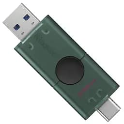 USB флеш накопичувач Kingston 256GB DataTraveler Duo USB 3.2 / Type-C Black/Green (DTDEG2/256GB) - мініатюра 2