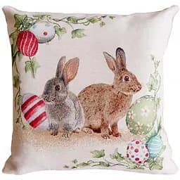 Подушка декоративна Прованс Веснянка Пара зайців з писанками 45х45 см (34270)