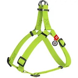 Шлея для собак Waudog Waterproof водостійка з QR паспортом, металічна пряжка-фастекс салатовий