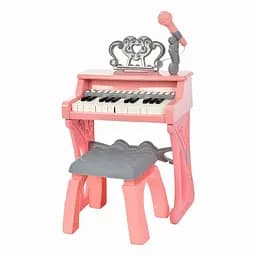 Дитячий синтезатор 328-26-27 з 25 клавішами мікрофоном стільчиком і функцією запису рожевий