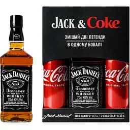 Уцінка. Набір віскі Jack Daniel's Old No.7, 40%, 0,7 л + Coca-Cola, 0,33 л 