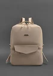 Шкіряний жіночий міський рюкзак на блискавці Cooper світло-бежевий краст