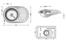 Кухонна мийка Brinex 7750 0,8 мм, врізна BRIN7750MDEC08 - мініатюра 7