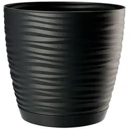 Горщик для квітів Form-Plastic Sahara mini-11 з підставкою 0.7 л чорний (3000-015)