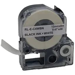Стрічка для принтера етикеток UKRMARK RL-E-C4WBN-BK/WT, LC4WBN. 12 мм х 8 м (900264)