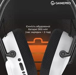 Игровые наушники GamePro HSW-120-W Wireless Mercury Genesis Pro White - мініатюра 5