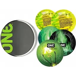 Презервативы One Glowing Pleasure светящиеся в темноте 5 шт. в кейсе (ROZ6501051993)