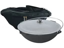 Казан чавунний азіатський з алюмінієвою кришкою 8 л та чохлом