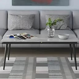 Стіл журнальний трансформер Dandi Small Ferrum-decor 45x120(160)x60 Чорний метал ДСП Бетон 16 мм (FRD-106785)