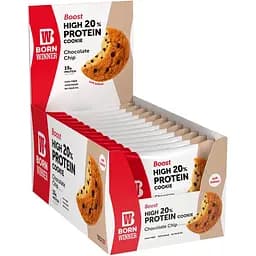 Печиво протеїнове Born Winner Boost зі смаком шоколадного печива з крихтами шоколаду 75 г блок 12 шт.