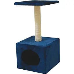 Дряпка для котів Croci Hamburg blue стовпчик на підставці-будиночок 30х30х60 см