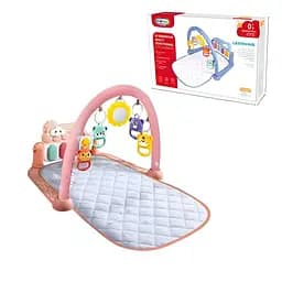 Дитячий ігровий килимок блакитного кольору з музичним піаніно, брязкальцями та дзеркальцем