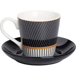 Чашка с блюдцем керамическая Liling Rongxiang Ceramic 200 мл diagonal RX-N24708BW