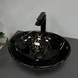 Умивальник VBI Parma marble black накладний VBI-011004, Чорний - мініатюра 3