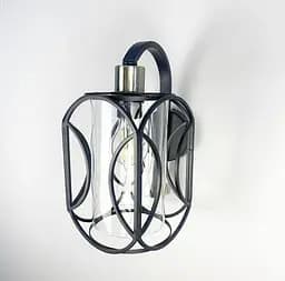 Бра з прозорим плафоном у чорному каркасі 30х15 см Арт. 12055/1W BK+TR Line F