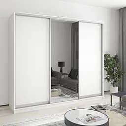 Шафа-купе тридверна MebelStar Уні AL 2ДСП/Дзеркало 240x45x210 см Аляска білий (MBS-3071)