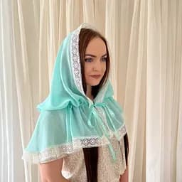 Палантин для жінок в церкву жіночий мереживний шифоновий хустка для храму на хрестини мамі, обряду вінчання Таємниця - 1 80*120 см Betis бірюзовий