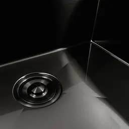 Кухонна мийка Platinum Handmade PVD 60x50 чорна з підставкою для ножів + сифон, дозатор та кошик, Нержавіюча сталь - мініатюра 8