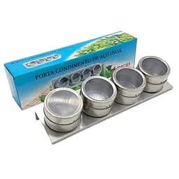 Набор емкостей для специй и приправ с магнитной подставкой, 4 кухонные баночки по 100 мл, Kitchen Master 87440