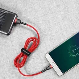 Дата кабель Baseus Cafule USB to MicroUSB Cable 2.4A (1m) (CAMKLF-B) Червоний - мініатюра 4