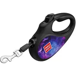 Повідець-рулетка для собак Waudog R-leash, малюнок "NASA21", S, до 15 кг, 5 м, світловідбиваюча стрічка чорний - мініатюра 3
