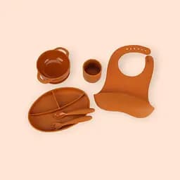 Набор силиконовой посуды для прикорма детей, 6 предметов, orange