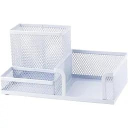 Підставка-органайзер для канцелярських приладів Axent 3 відділення 20.3x10.5x10 см біла (2116-21-A)