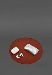 Круглый коврик для мышки из натуральной кожи светло-коричневый краст