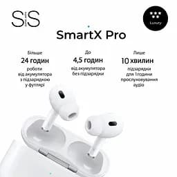 Бездротові навушники SmartX Pro Luxury Bluetooth навушники з детектором вуха, наушникі блютуз TWS White
 - мініатюра 3