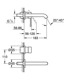 Змішувач для умивальника на два отвори M-Size Grohe Essence 29192001 Хром - мініатюра 2
