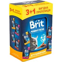 Набір вологих кормів для дорослих котів Brit Premium мікс 4 шт. х 100 г