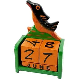 Календарь настольный Рыба дерево зеленое 15х10х5 см